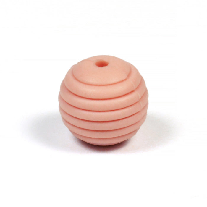 Räfflad silikonpärla, dusty pink, 15mm