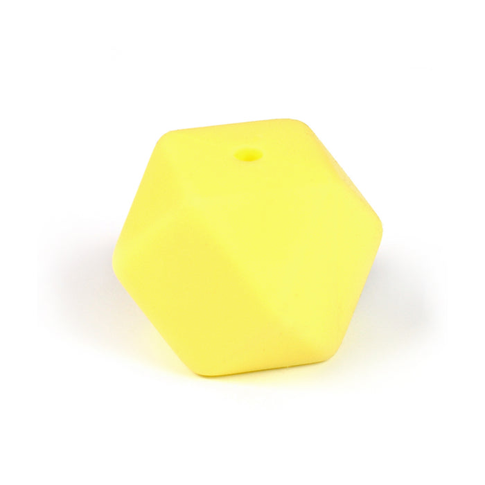 Kantig silikonpärla, pastellgul, 14mm