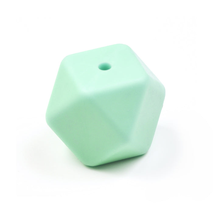 Kantig silikonpärla, mint, 14mm
