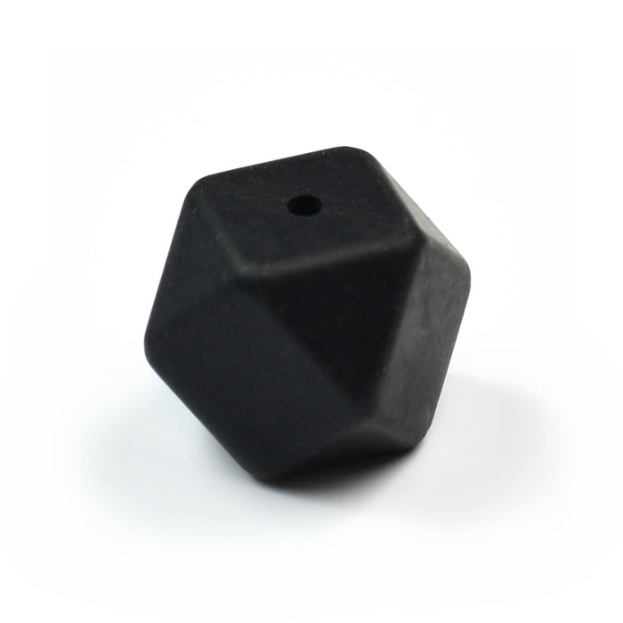 Kantig silikonpärla, svart, 14mm