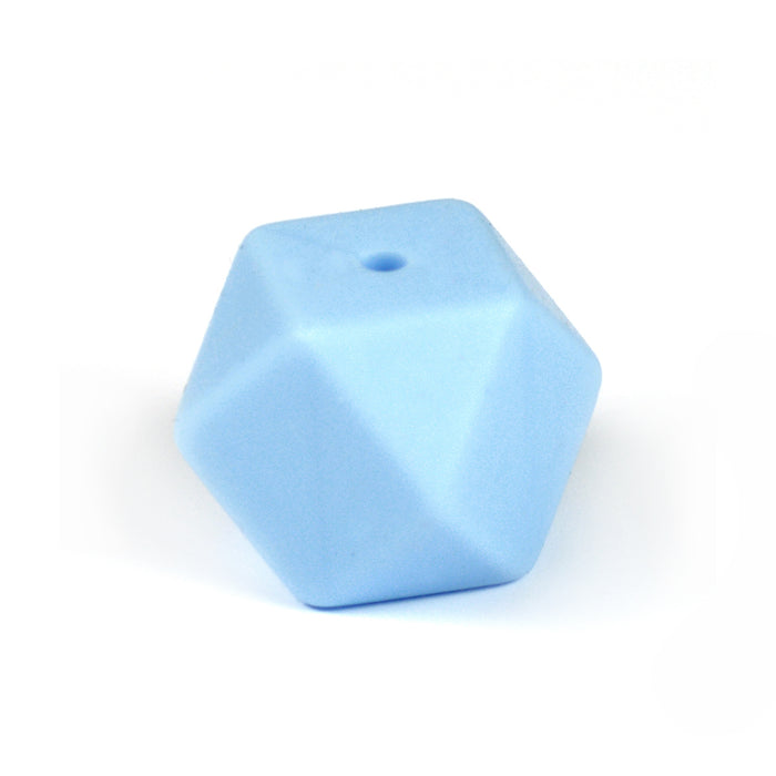 Kantig silikonpärla, ljusblå, 14mm