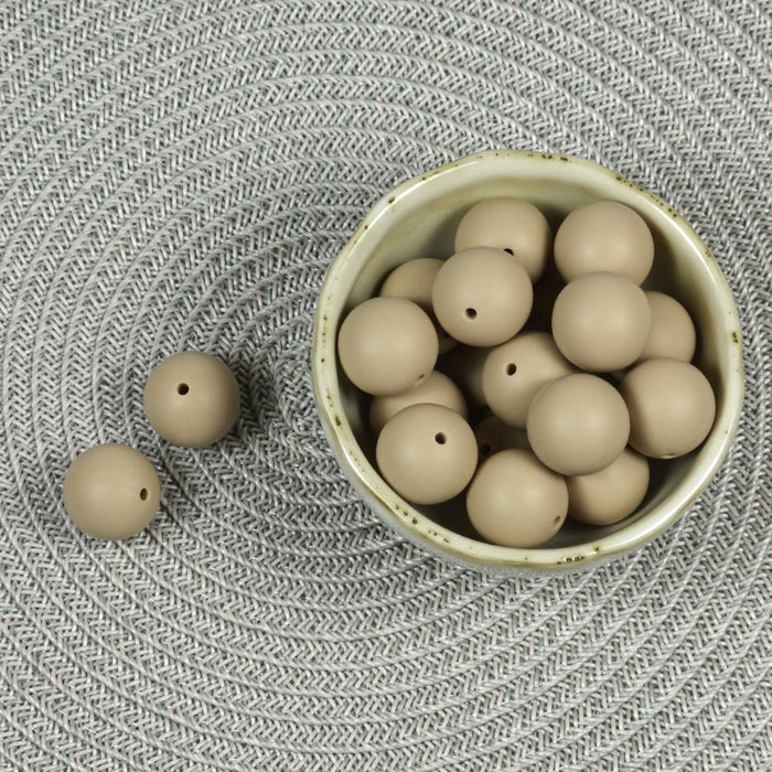 Silikonpärlor, greige, 19mm