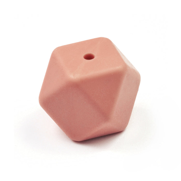 Kantig silikonpärla, rose dawn, 14mm