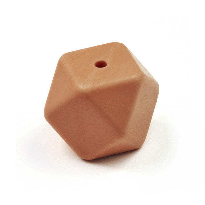 Kantig silikonpärla, nougat, 14mm