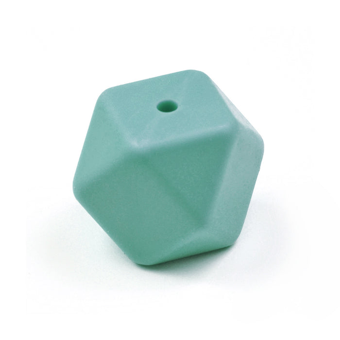 Kantig silikonpärla, misty blue, 14mm