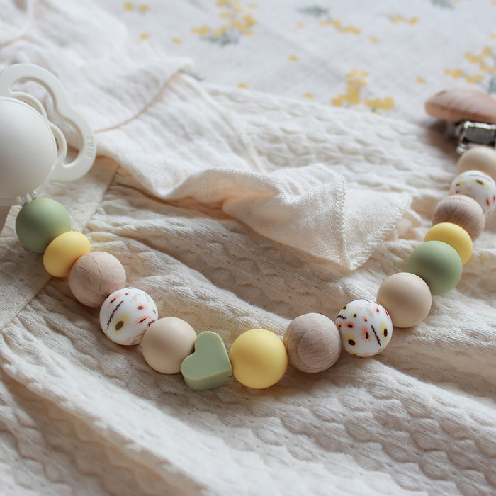 Abacus silikonpärlor, pastellgul, 3st