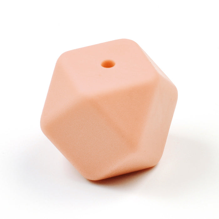 Kantig silikonpärla, dusty pink, 18mm