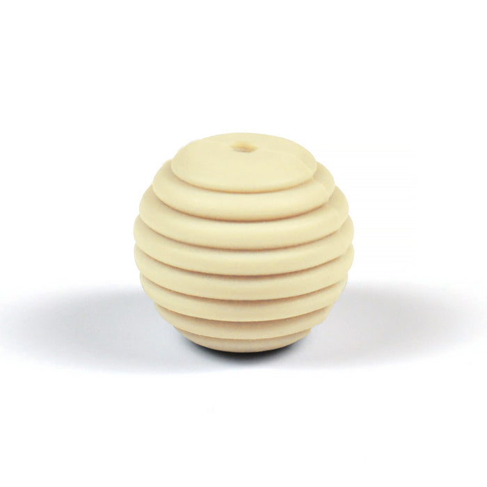 Räfflad silikonpärla, beige, 15mm