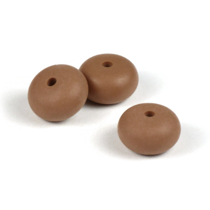 Abacus silikonpärlor, brownie, 3st