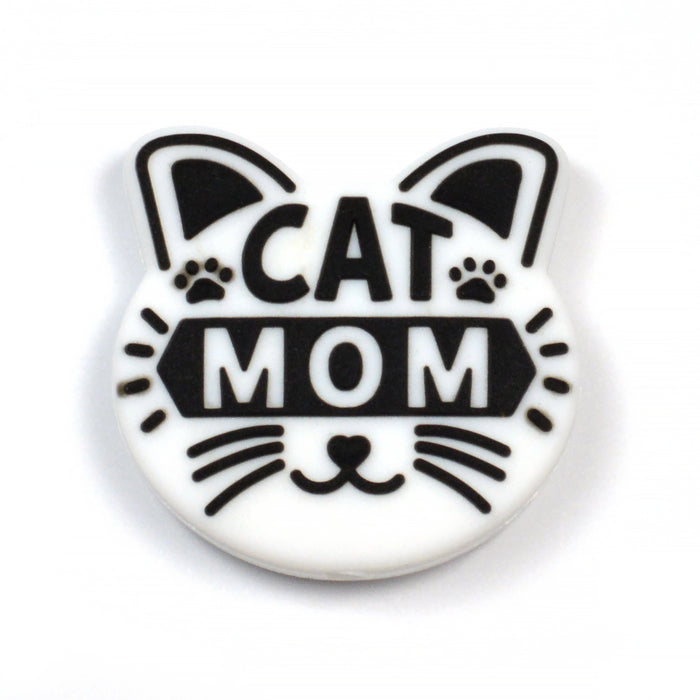 Motivpärla i silikon, "Cat Mom"