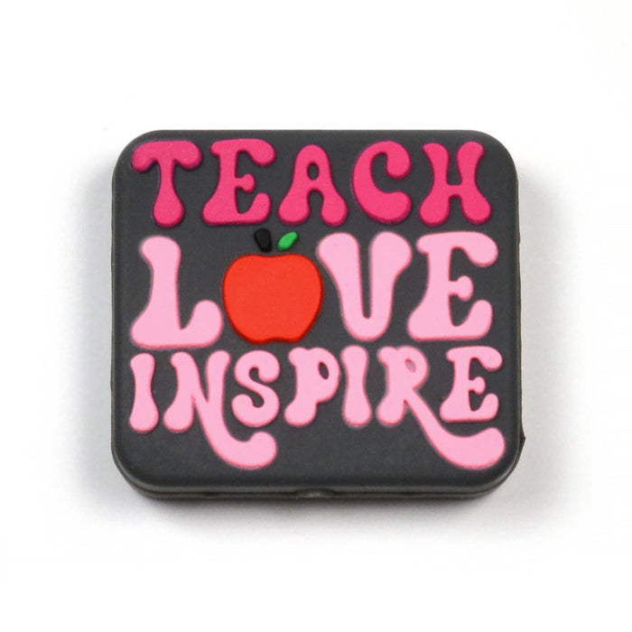 Motivpärla i silikon, "Teach Love Inspire"