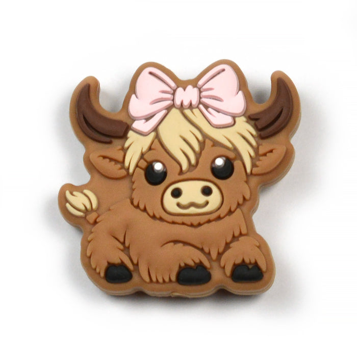 Motivpärla i silikon, baby highland cow