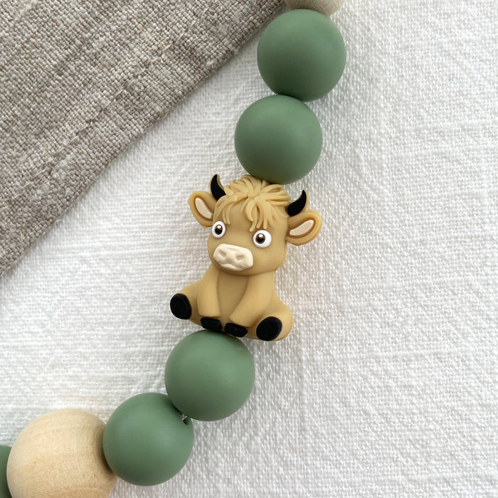 Motivpärla i silikon, 3D highland cow