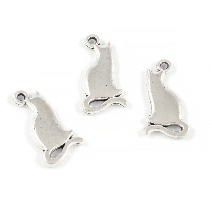 Berlock, katt, antiksilver, 10x15mm, 10st