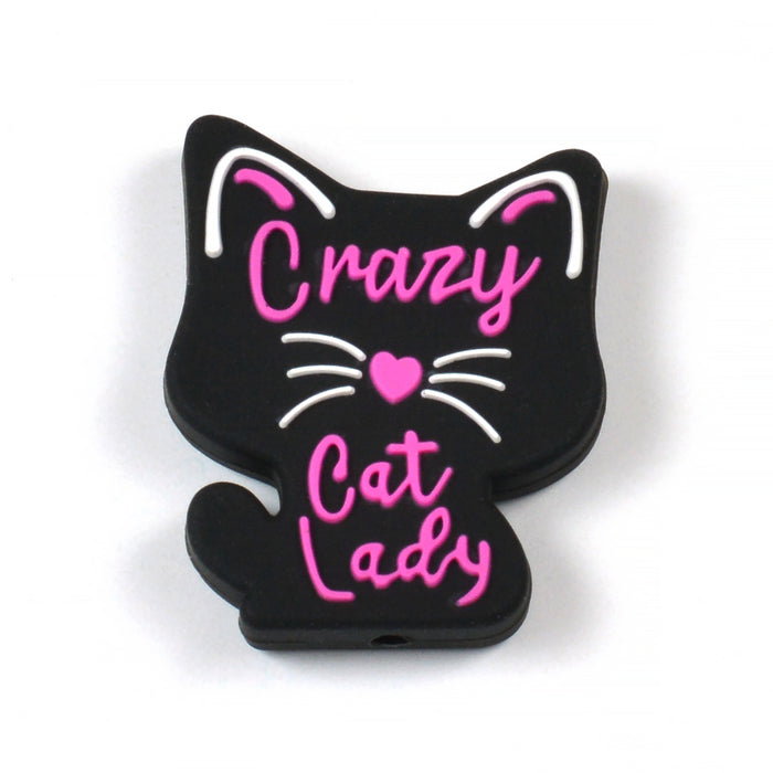 Motivpärla i silikon, katt "Crazy Cat Lady"