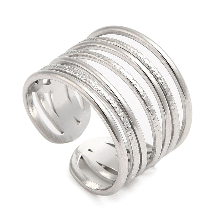 Ring i rostfritt stål, "Multi lines"