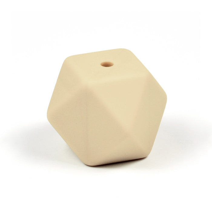 Kantig silikonpärla, beige, 14mm