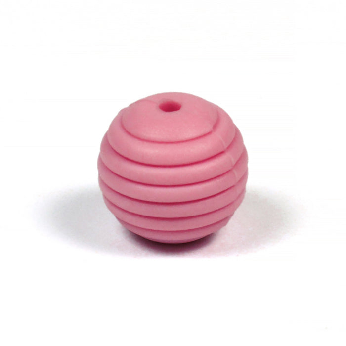 Räfflad silikonpärla, deep mauve, 15mm