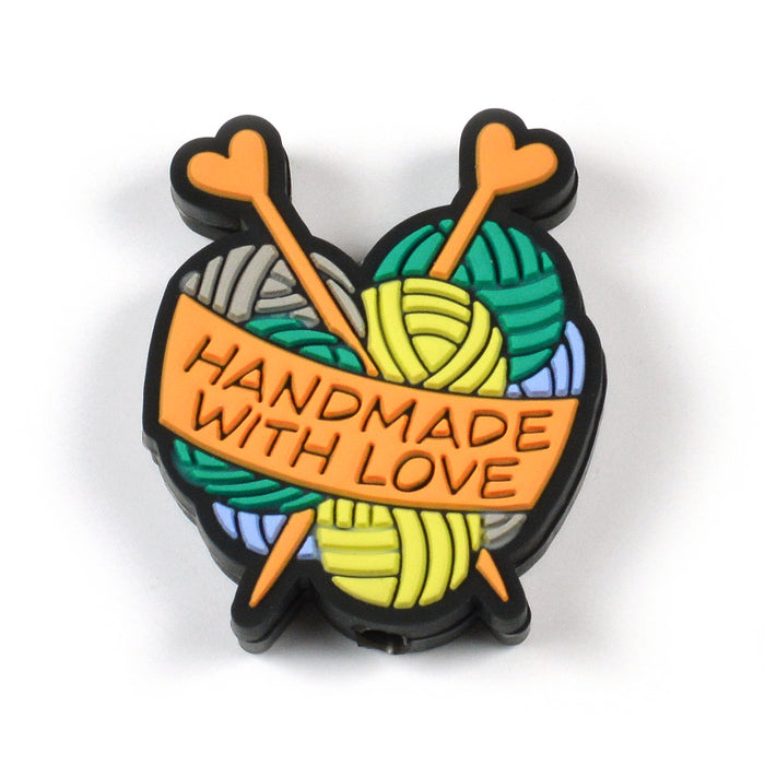 Motivpärla i silikon, nystan "Handmade With Love"