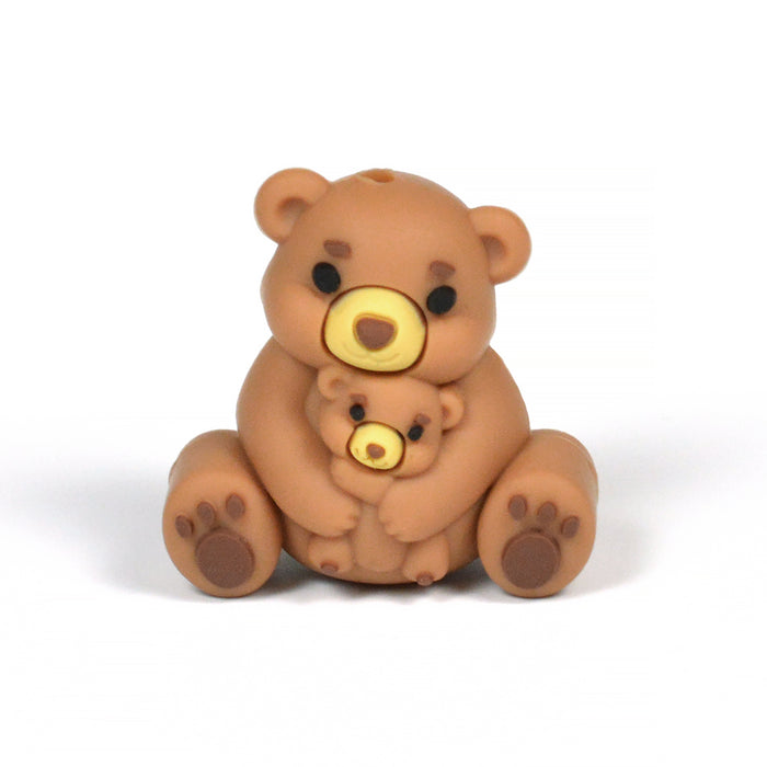 Motivpärla i silikon, 3D nalle *liten och stor*