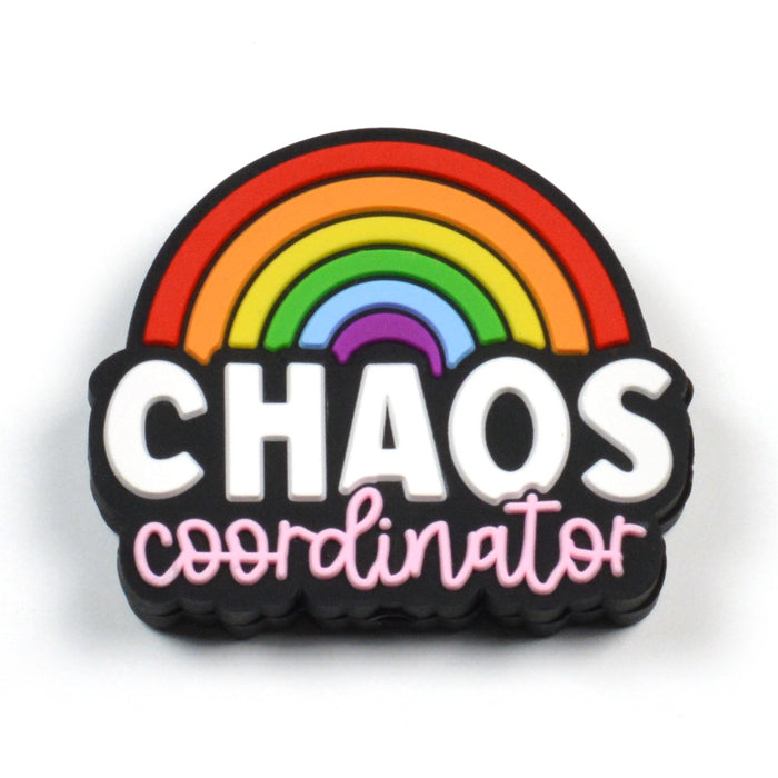 Motivpärla i silikon med regnbåge, "Chaos coordinator"