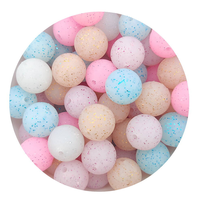 Silikonpärlor glitter, 15mm, 2-pack