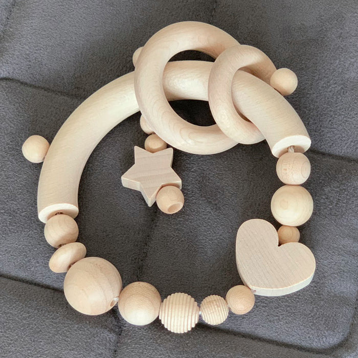 Räfflade träpärlor, 14mm, obehandlade, 16st