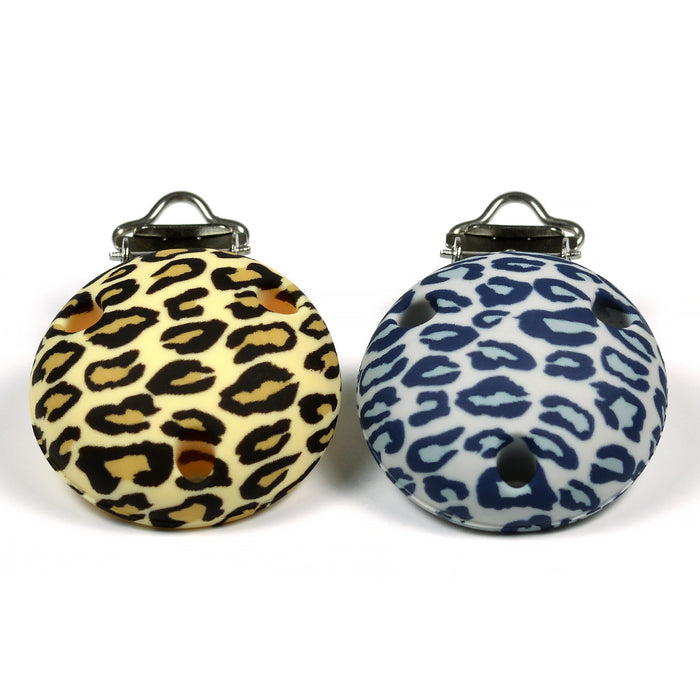 Silikonclips, leopard grå