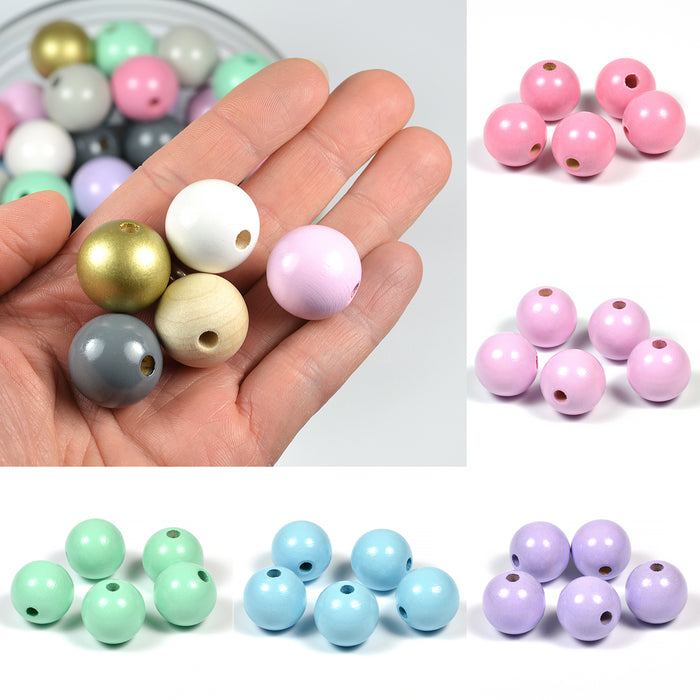 Träpärlor, 20mm, 50-pack