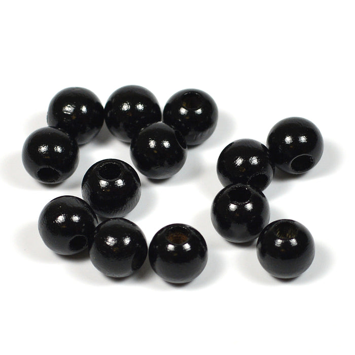 Träpärlor, 8mm, svart, 60st