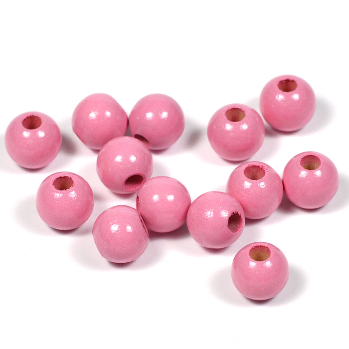 Träpärlor, 8mm, rosa, 60st