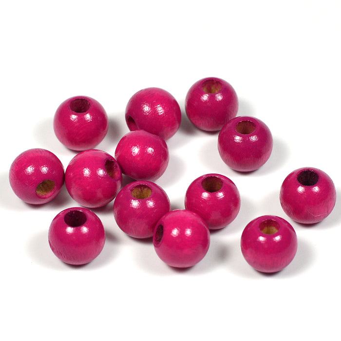 Träpärlor, 8mm, fuchsia, 60st