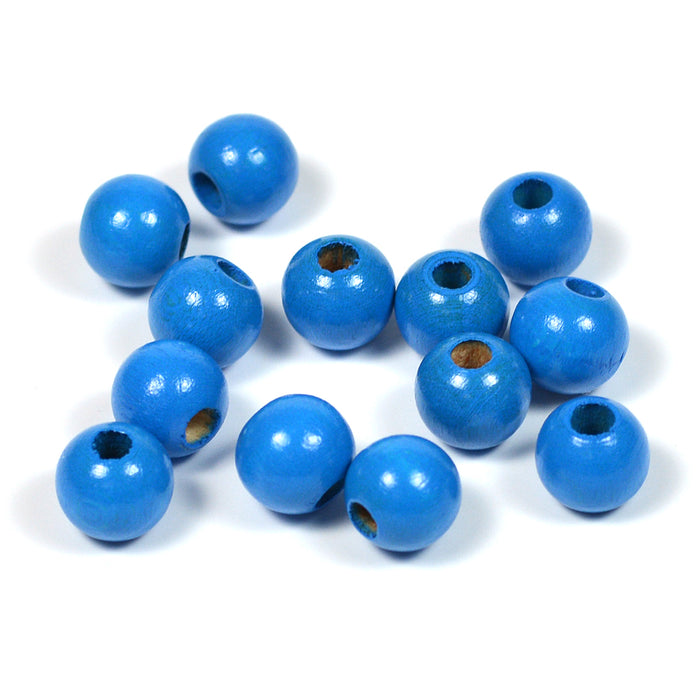 Träpärlor, 8mm, blå, 60st