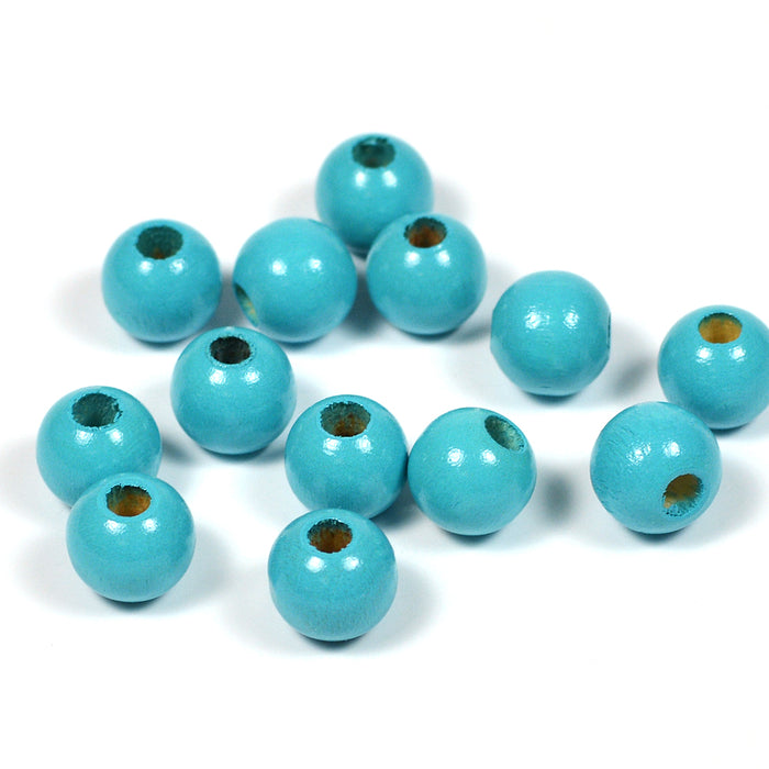 Träpärlor, 8mm, turkos, 60st