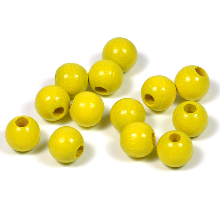 Träpärlor, 8mm, solgul, 60st