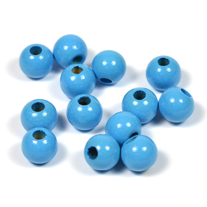 Träpärlor, 8mm, himmelsblå, 60st