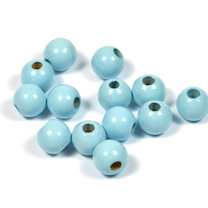 Träpärlor, 8mm, ljusblå, 60st