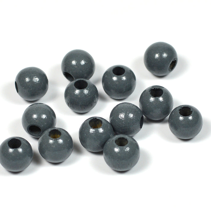 Träpärlor, 8mm, mörkgrå, 60st