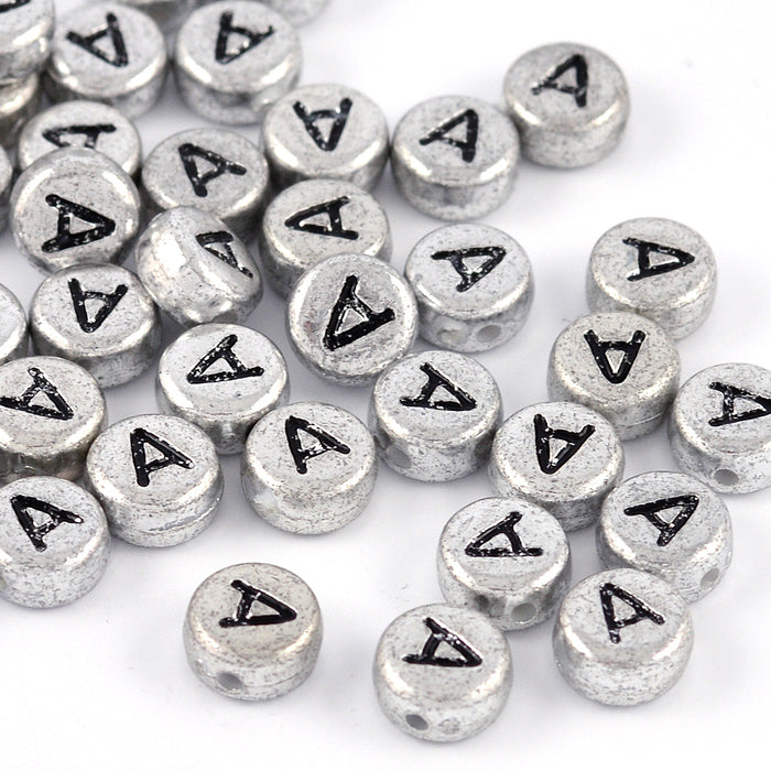 Bokstavspärlor, silver, A–Z