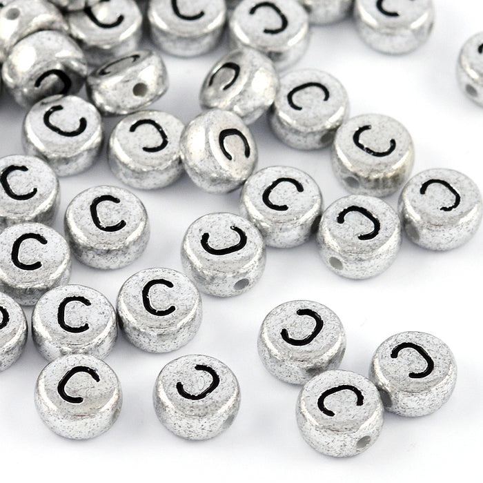 Bokstavspärlor, silver, A–Z