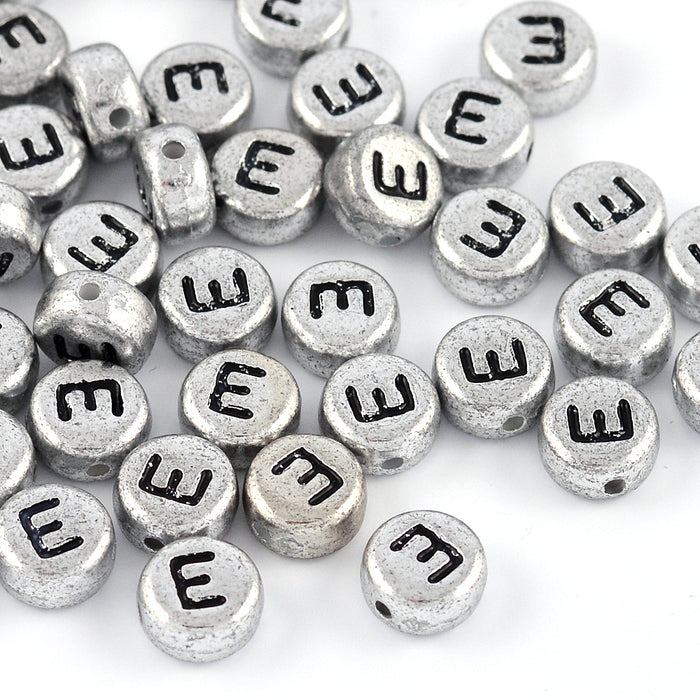 Bokstavspärlor, silver, A–Z