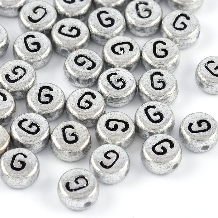 Bokstavspärlor, silver, A–Z