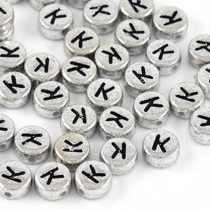 Bokstavspärlor, silver, A–Z