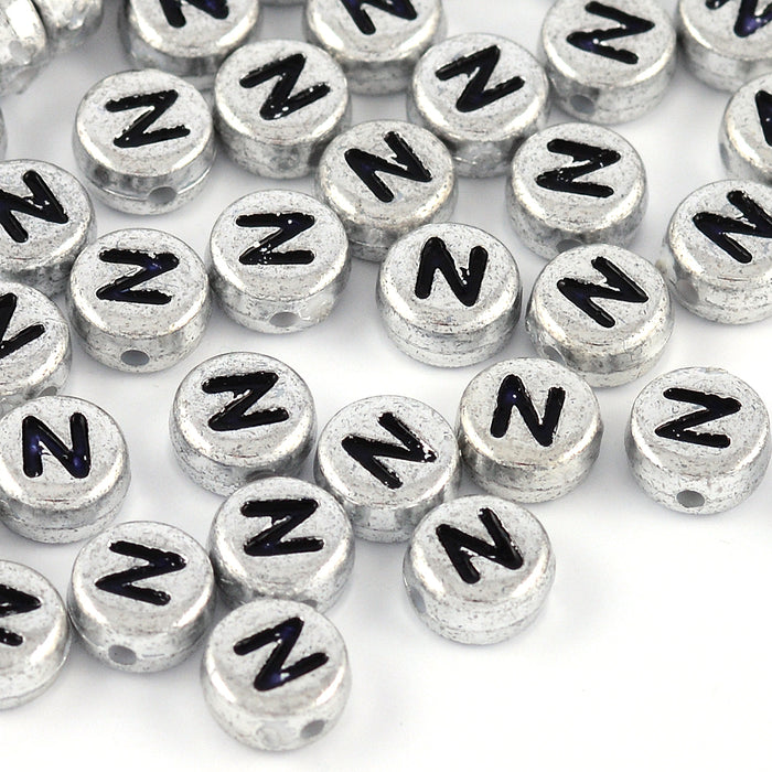 Bokstavspärlor, silver, A–Z