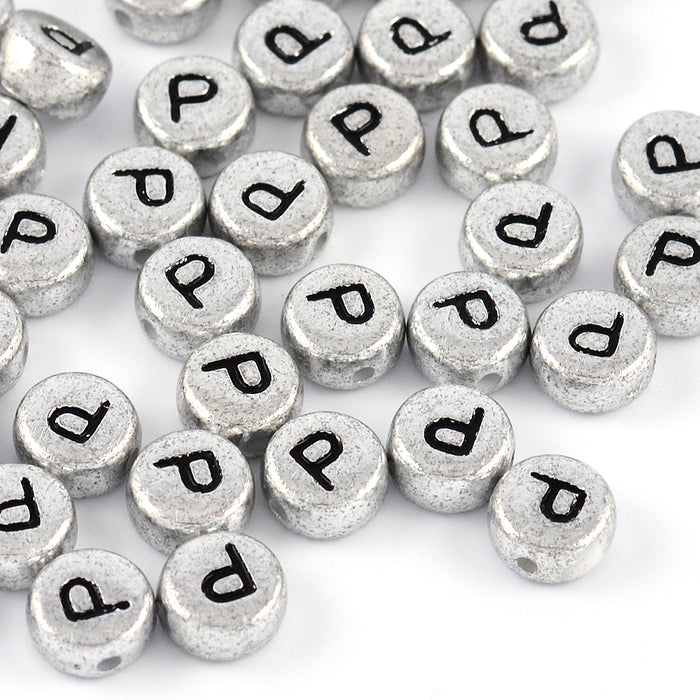 Bokstavspärlor, silver, A–Z