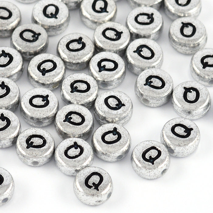 Bokstavspärlor, silver, A–Z