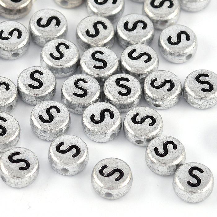 Bokstavspärlor, silver, A–Z