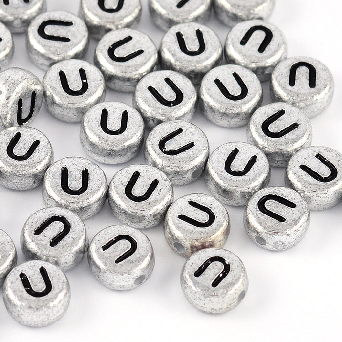 Bokstavspärlor, silver, A–Z