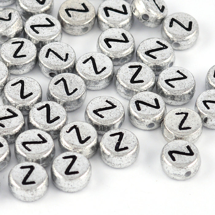Bokstavspärlor, silver, A–Z