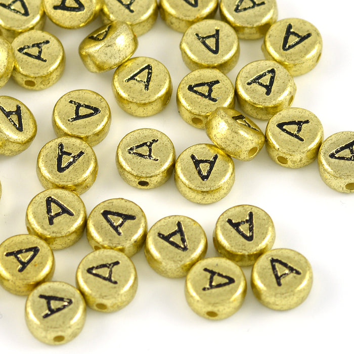 Bokstavspärlor, guld, A–Z